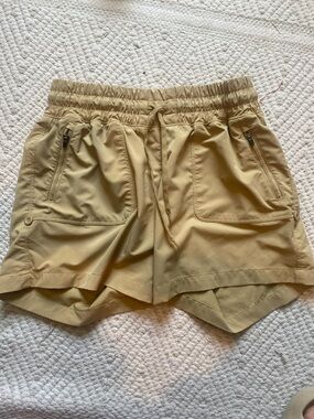 Ascend Khaki Layered Athletic Shorts with Zipper Pockets